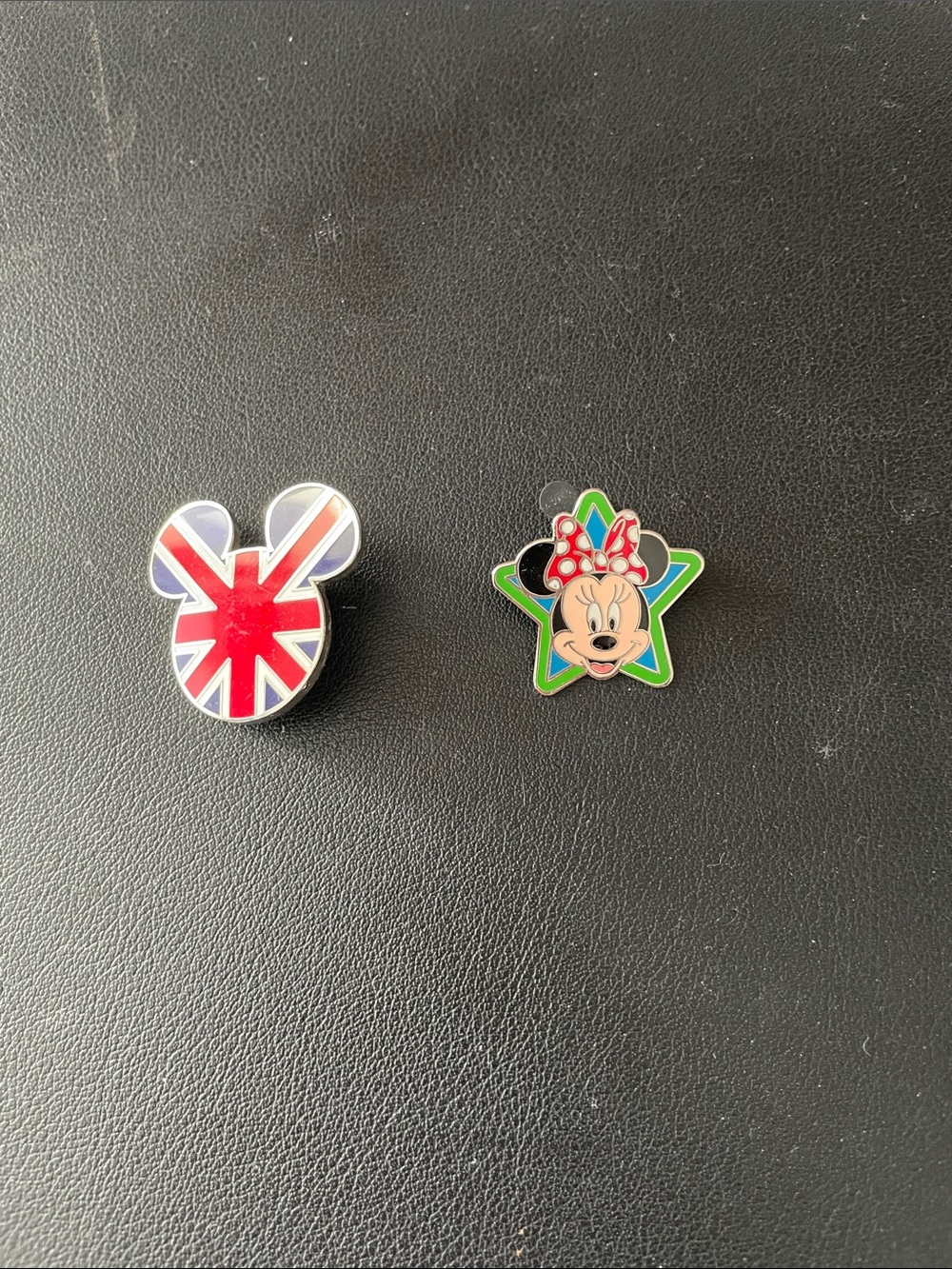 Disney Red Union Jack Mickey & Green Minnie Star Enamel Pins